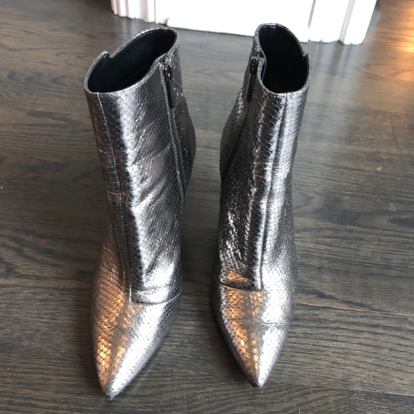 Michael Kors Silver Embossed Ankle Boots - Picture 2 of 5